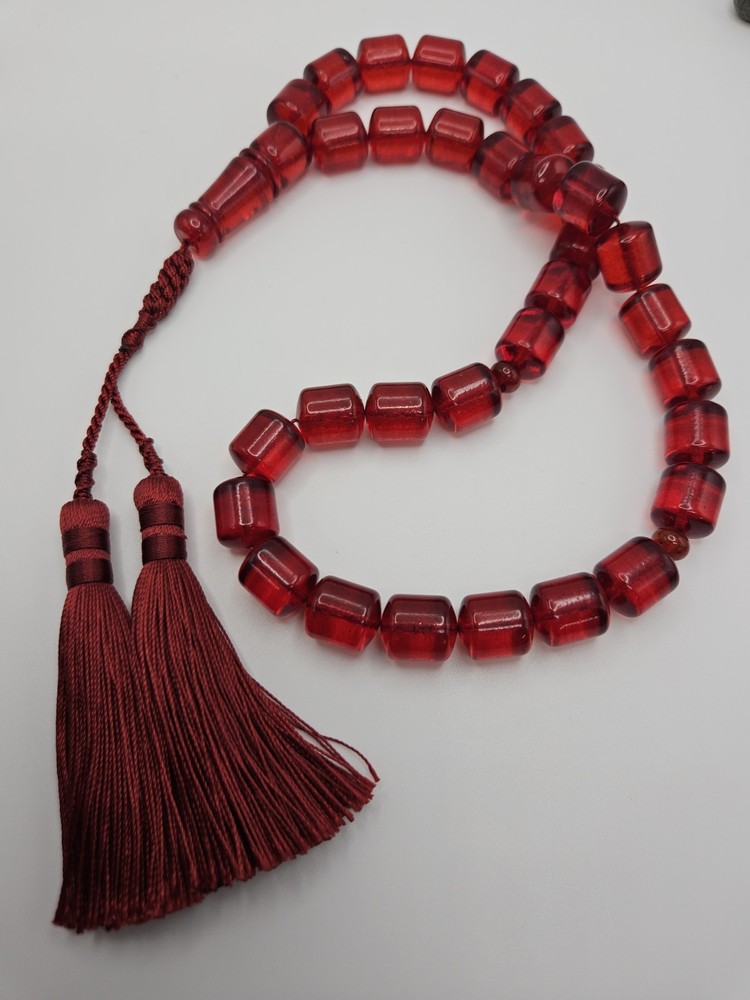 Vintage Red Translucent Lucite Plastic Worry Prayer Beads