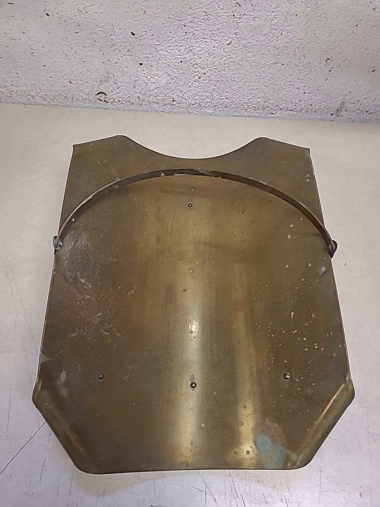 Vintage Rectangular Brass Fireplace Log Holder with Curled Corners