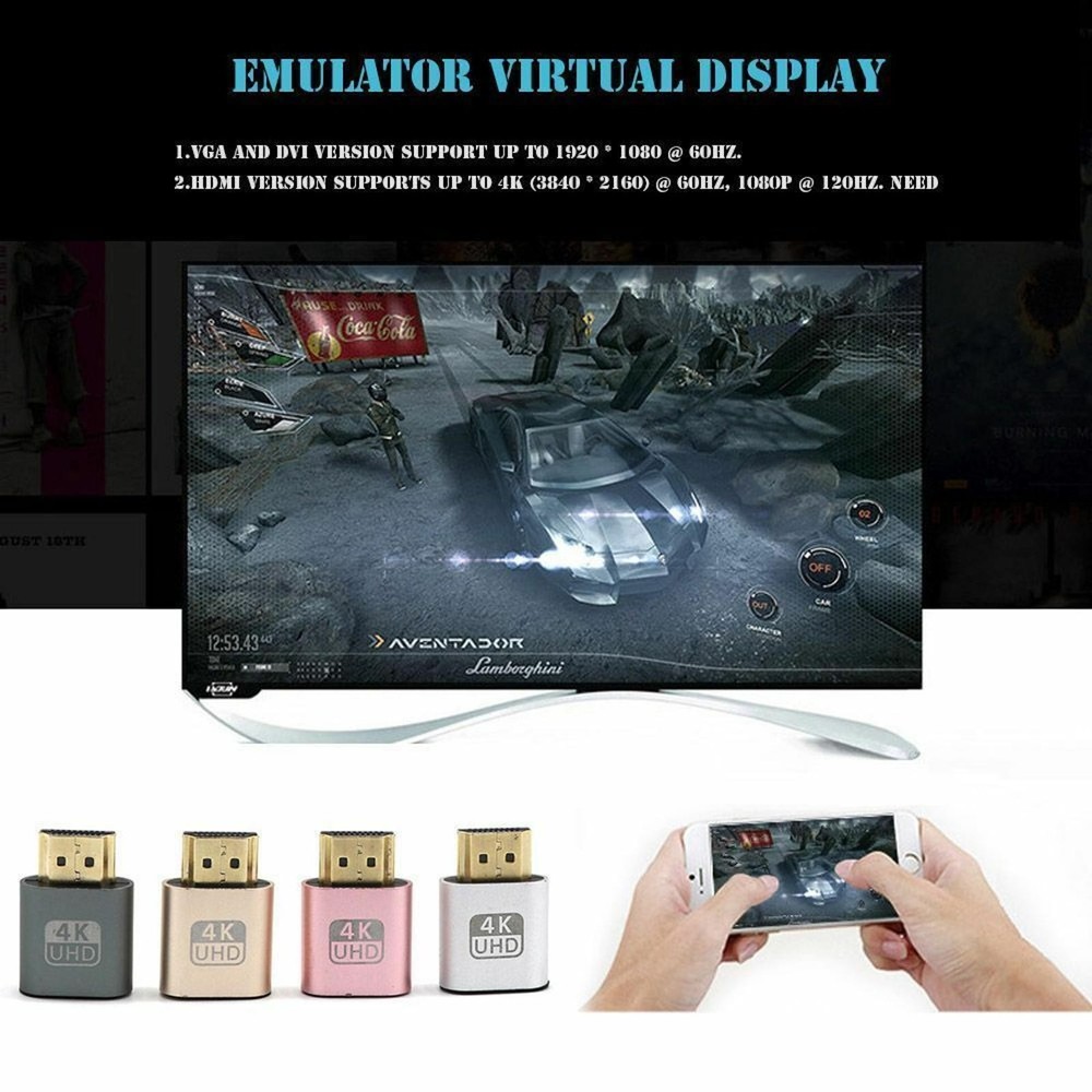 2Pack HDMI Dummy Plug Headless Ghost Fake Display Emulator Module 4K 1920x1080 A