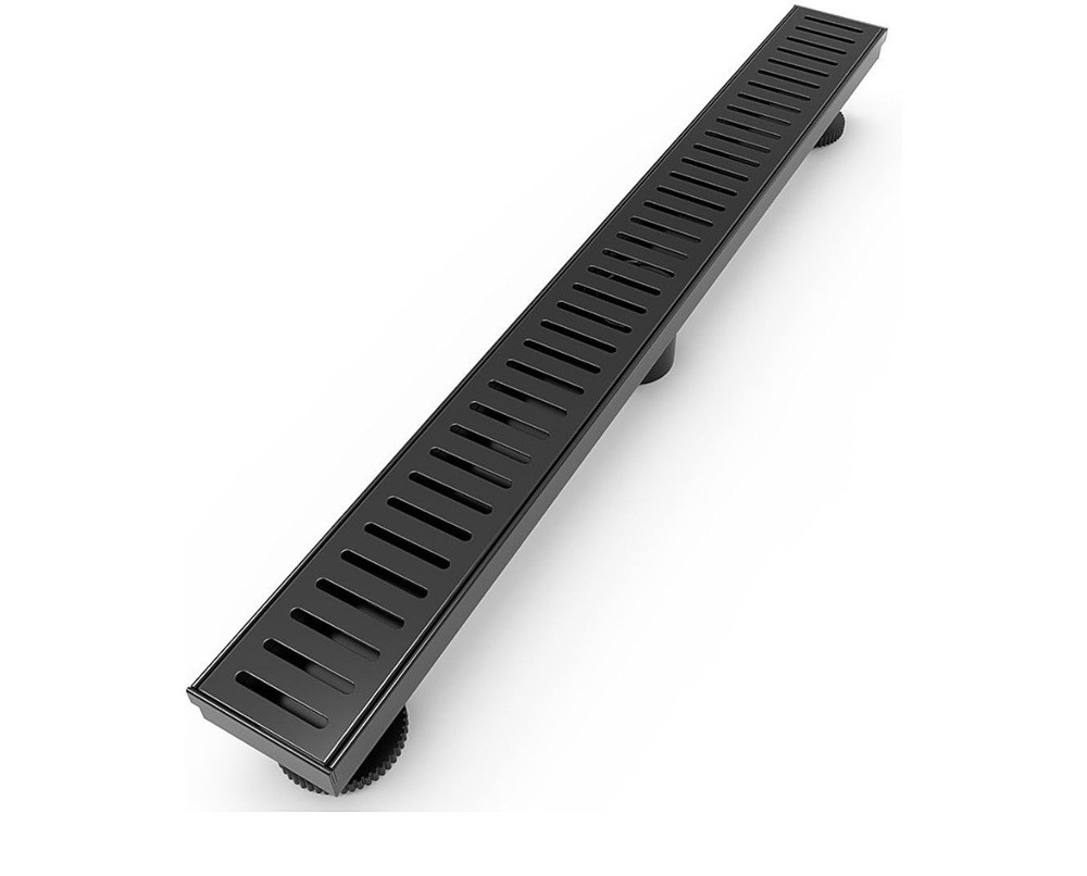 72 Inch Rectangular Matte Black Metal Shower Drain Grate