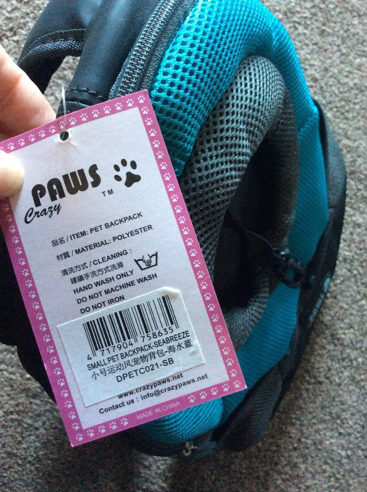 Bnwt Crazy Paws Small Pet Backpack - Seabreeze