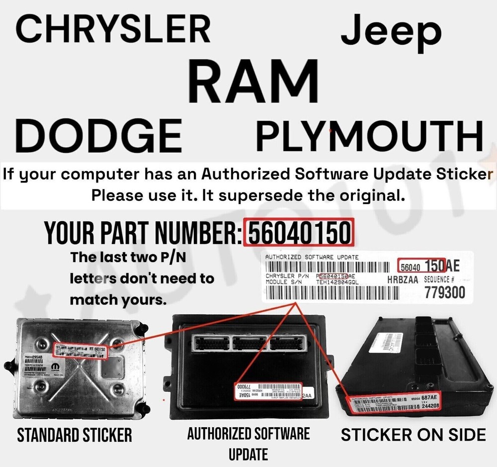 VIN Programmed 2014 Ram Truck 3.6L Engine Computer 68197656 Plug&Play