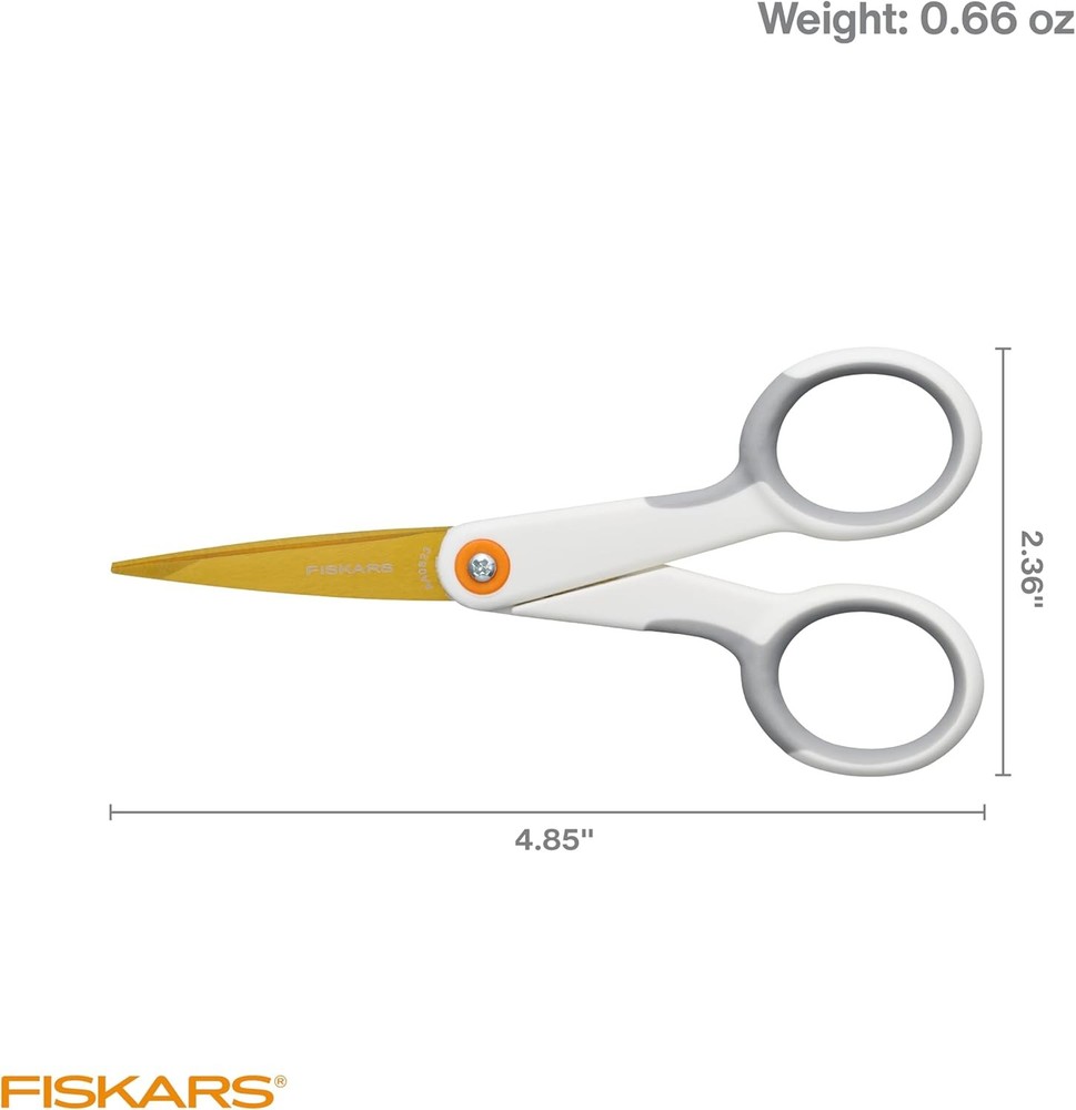 Fiskars Micro-Tip Scissors, Precision Cutting Shears, Titanium Blades & SoftGrip