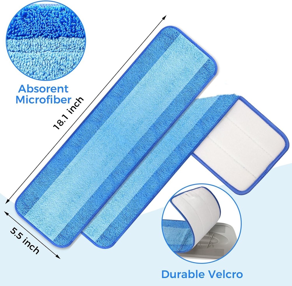 4-Pack Washable Microfiber Mop Pad Refills for Bona - 18-Inch Cleaning Solution