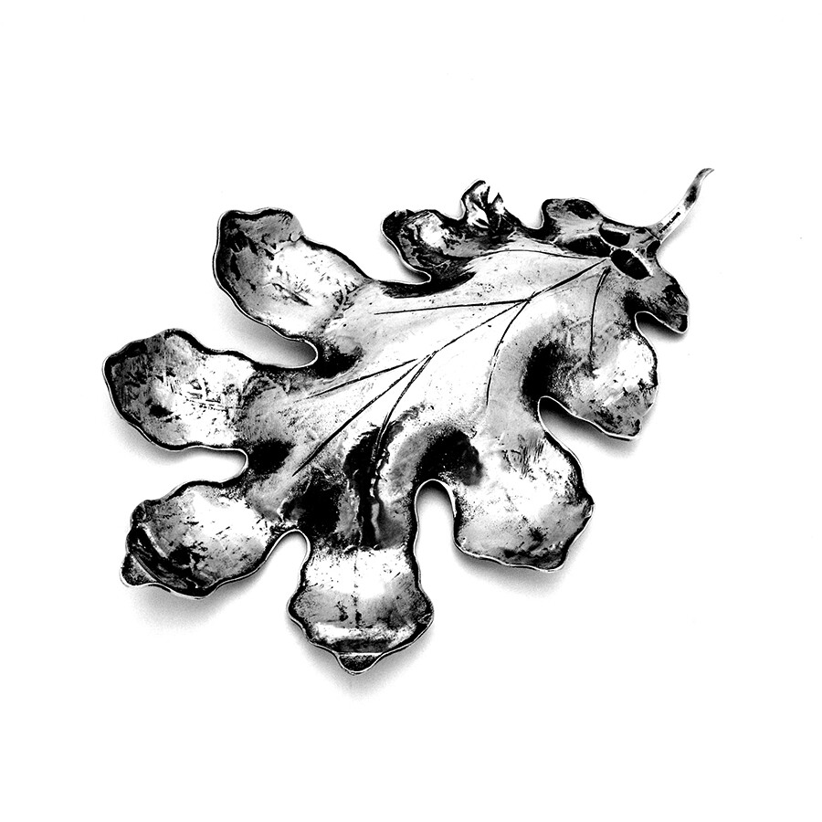 Figural Large Oak Leaf Acorn Bowl Sterling Silver