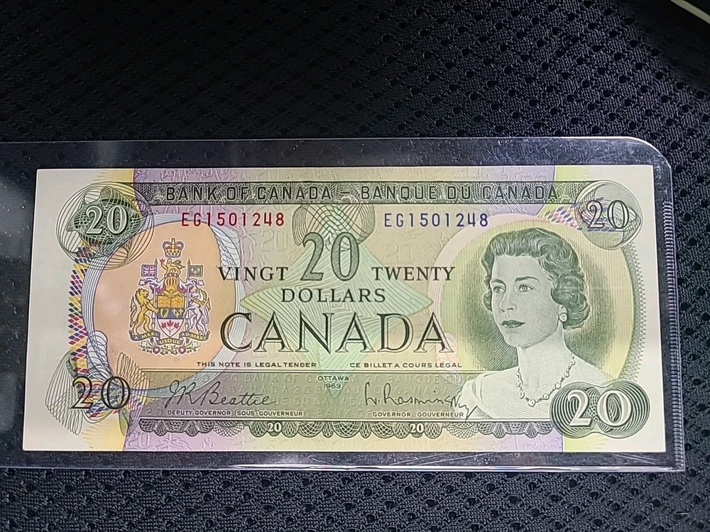 1969 Issue 20 Dollar Note Canada Beattie-Raminsky  2 Letters GEM