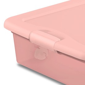 Sterilite 56 Qt Wheeled Under Bed Storage Container Plastic Bin, Blush, 4 Pack