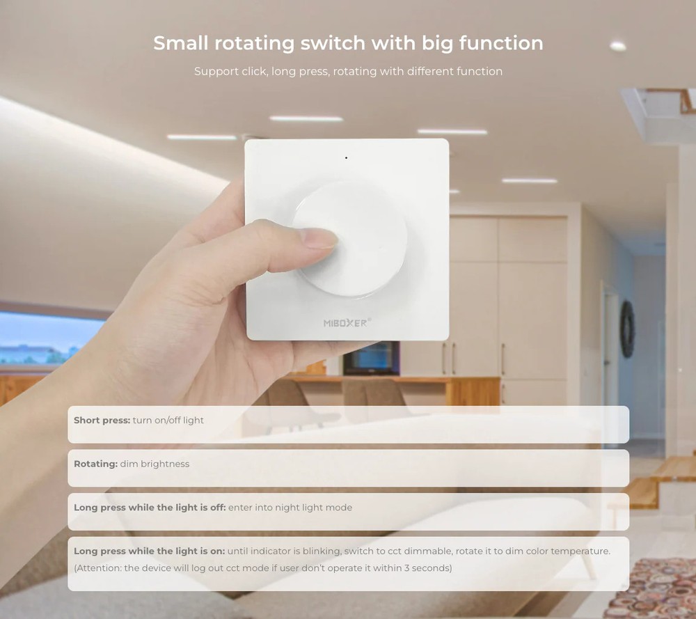K1-W - 1-Zone Rotating Switch CCT Remote White