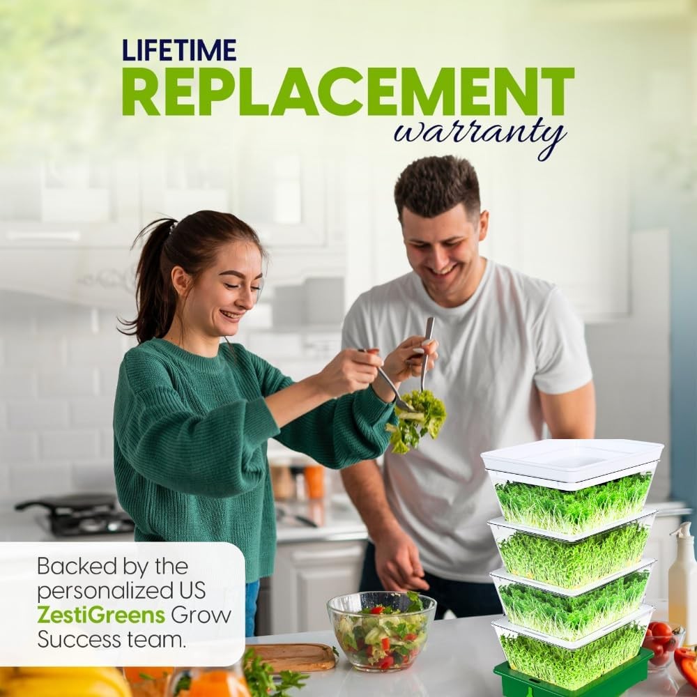 4-Tier Sprouting Kit Stackable Seed Sprouter Trays W/ Drain Spout Grow Fresh