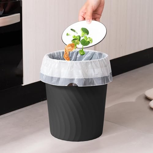 Small Trash Can, 3 Pack 1.8 Gallons Bathroom Trash Can, Slim 3Pack Black-3Pack