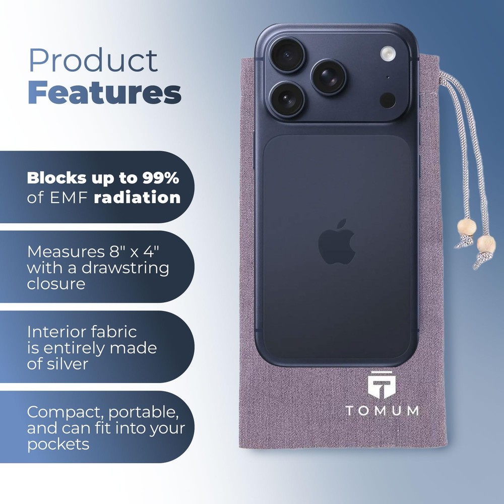 TOMUM (2 Pack) EMF Shield Sleeve for Cell Phone - Protection 2 Pack, Grey