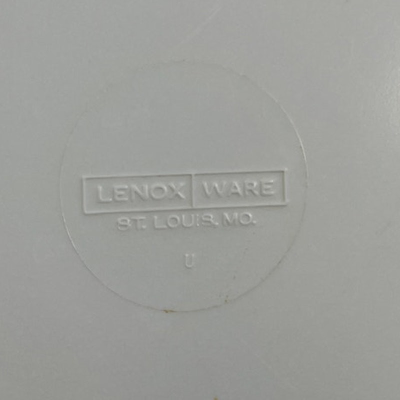 8 Vintage 1970s Lenox Ware Plastic Orange Gold Triangle Pattern Dinner Plates