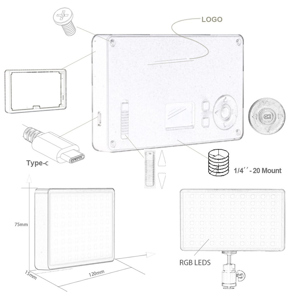 Hakutatz Pocket Size AW RGB LED Light iOS Android Apps Control Video Vlog Effect