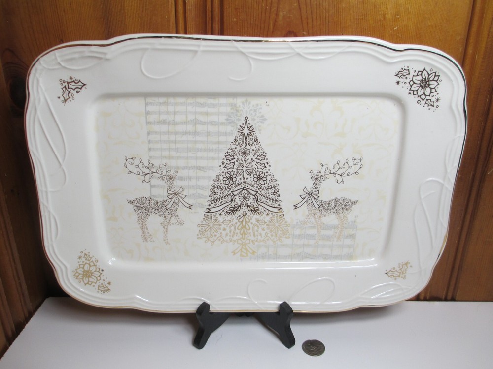 Cracker Barrel Treetops Glisten Christmas 15"x11" Rectangular Platter Tree