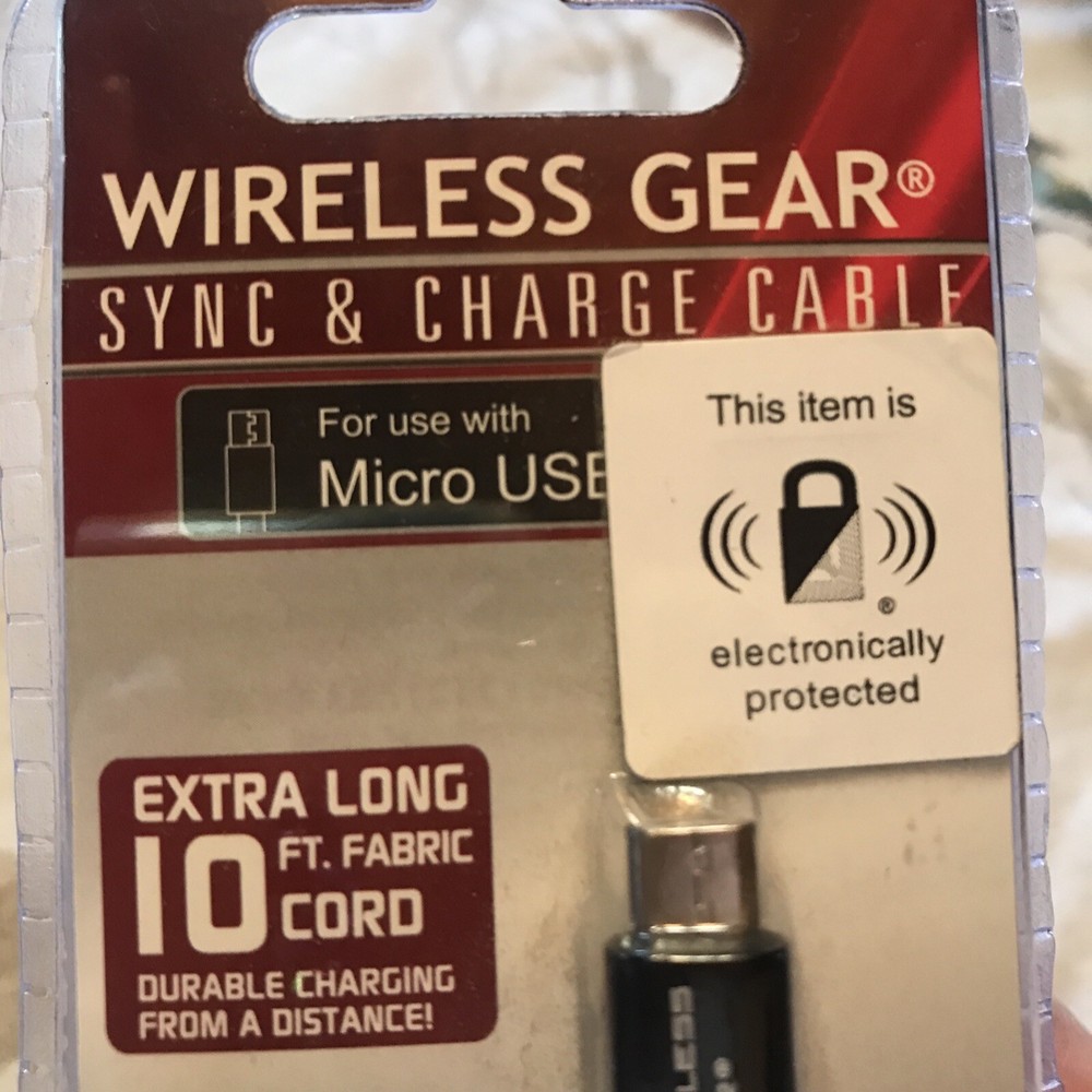 WIRELESS GEAR SYNC & CHARGE 10' CABLE Fabric USB Model G0232