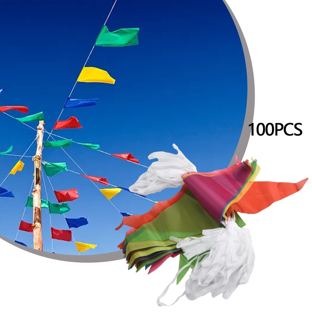 Bunting Triangle Flags 100 Flags 50 Meters Large 14*21CM Plastic Material