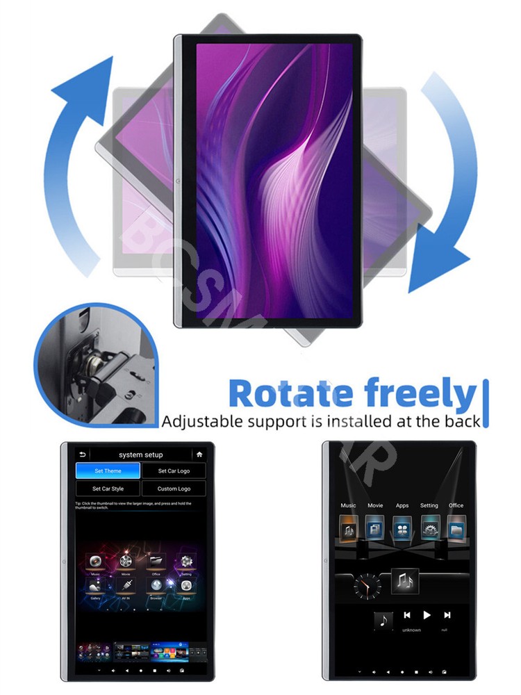 4K Car Rotatable Headrest Video Player With WiFi Bluetooth Android 12 Octa-core