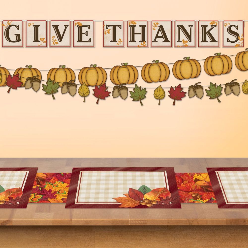 Fall Plastic Placemats 4 Per Pack 10" x 13" Autumn Fall Supplies Decorations