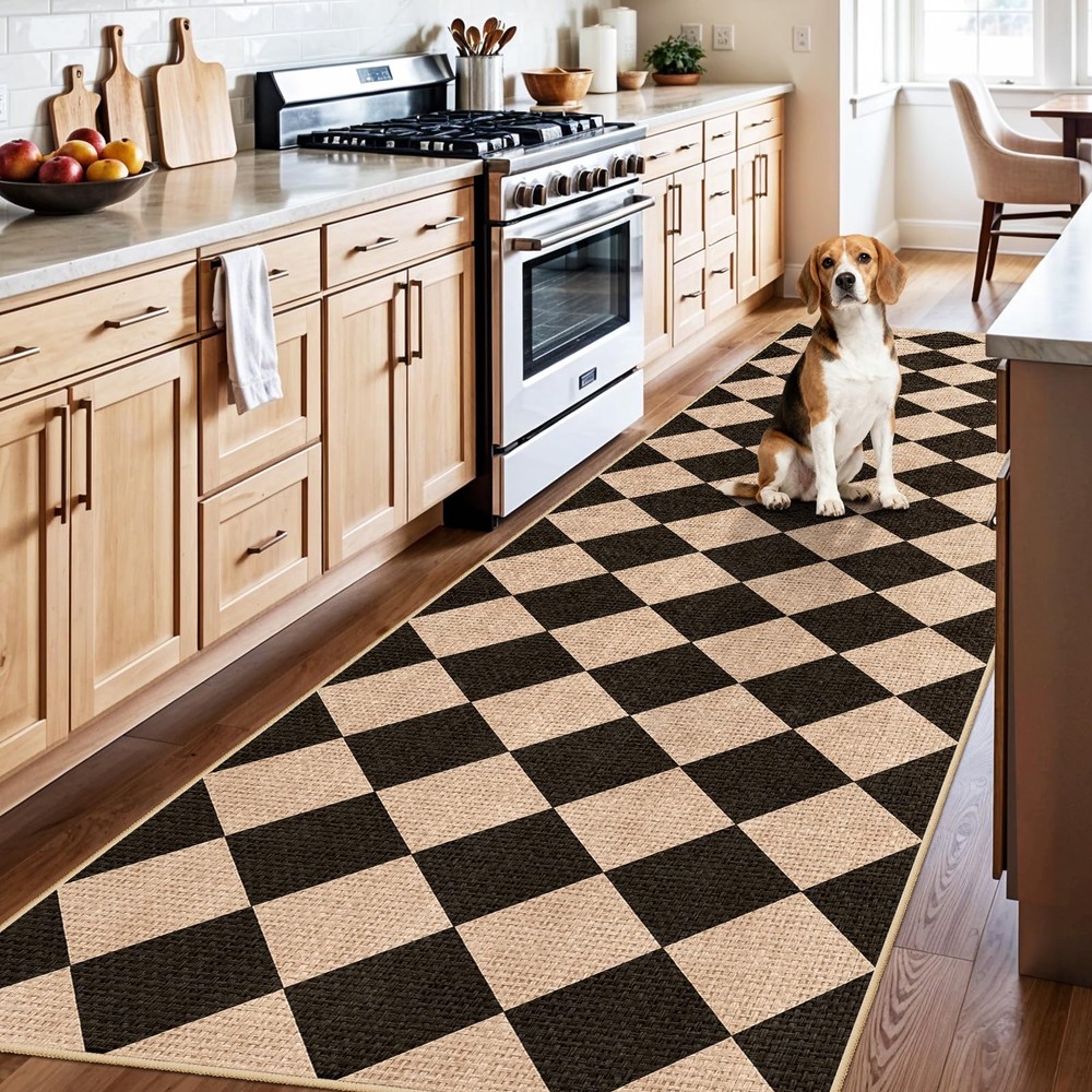 BYYVOO 3x10 Runner Rug for Hallways: 3' x 10' (Rectangular), Black/Brown