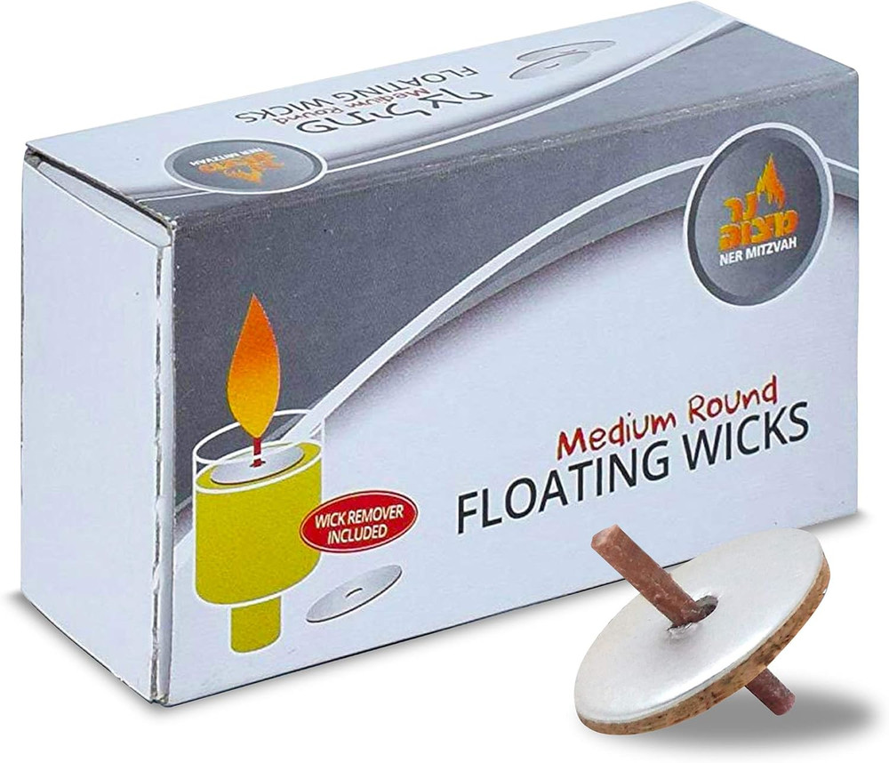 round Floating Wicks – 50 Count (Approx.), Medium Sized Cotton Wicks and Cork Di