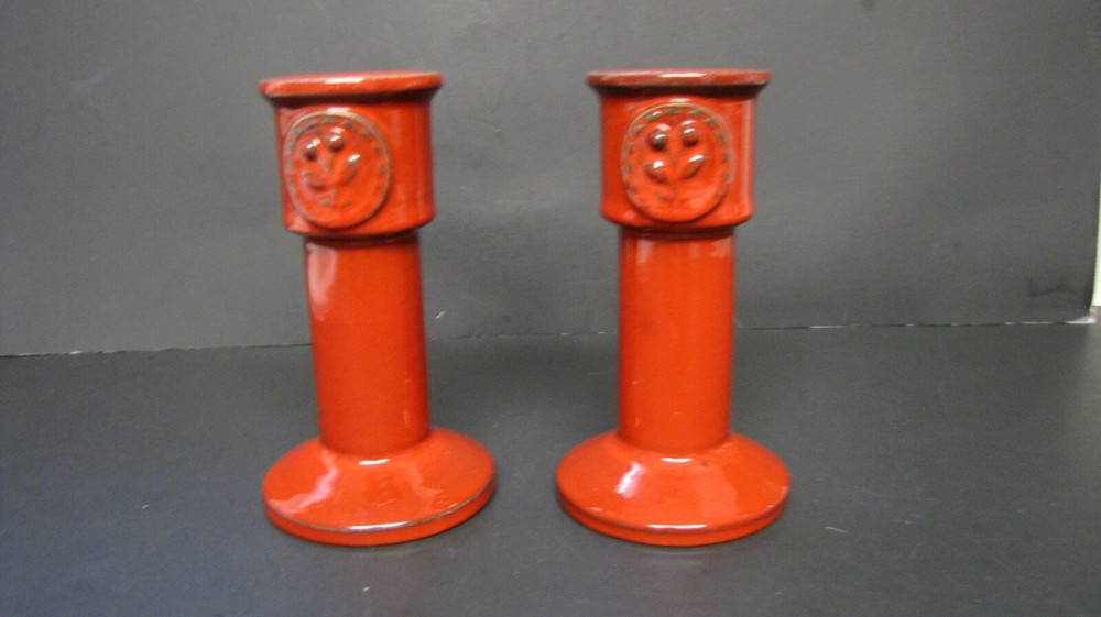 2 - Beautiful GUSTAVSBERG Red Candle Holders