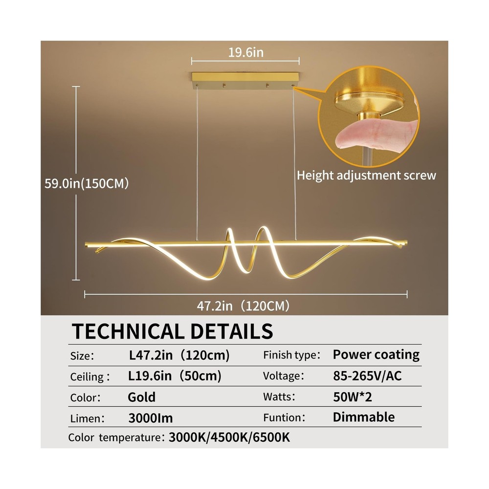 Modern Design Dimmable Desk Linear Pendant Light, with Remote Contr... Fast Ship