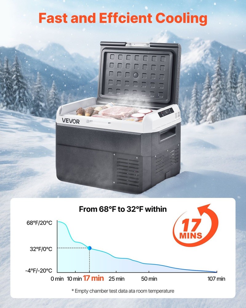 Portable Car Refrigerator 26.4QT, Rapid-Cool Compressor