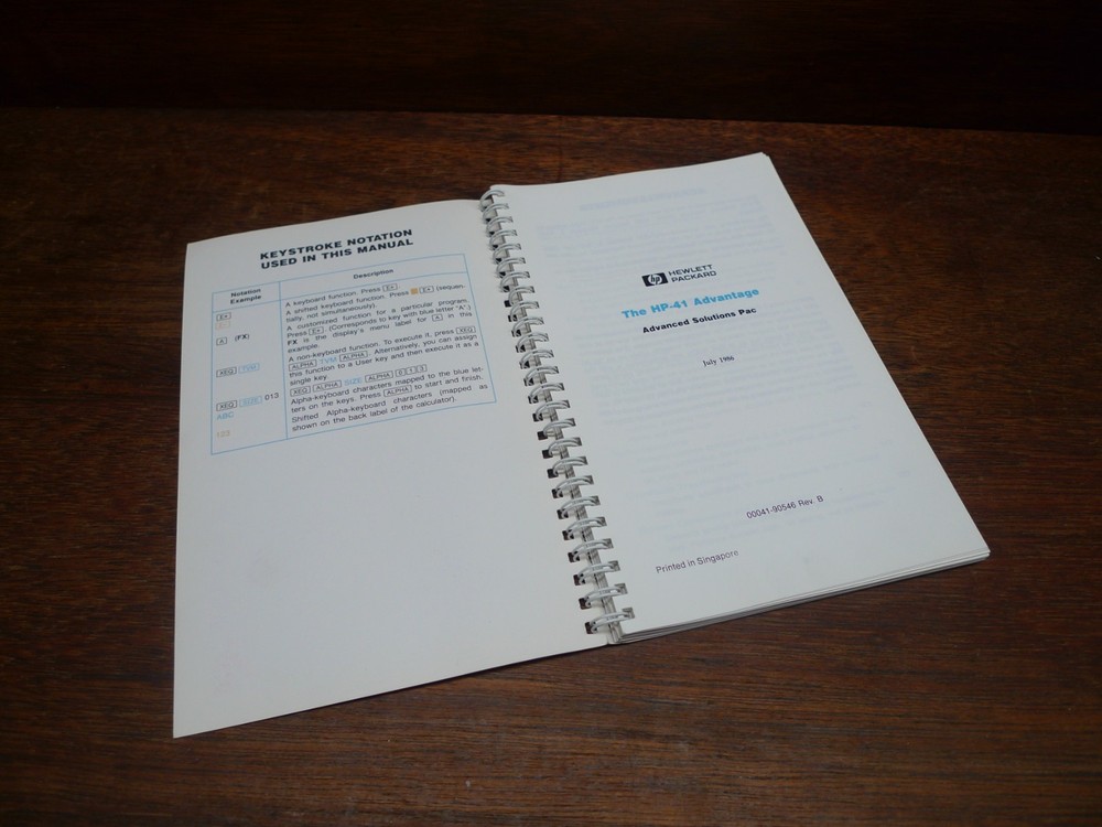 HP-41 ADVANTAGE ADVANCED SOLUTIONS ORIGINAL VINTAGE CALCULATOR MANUAL