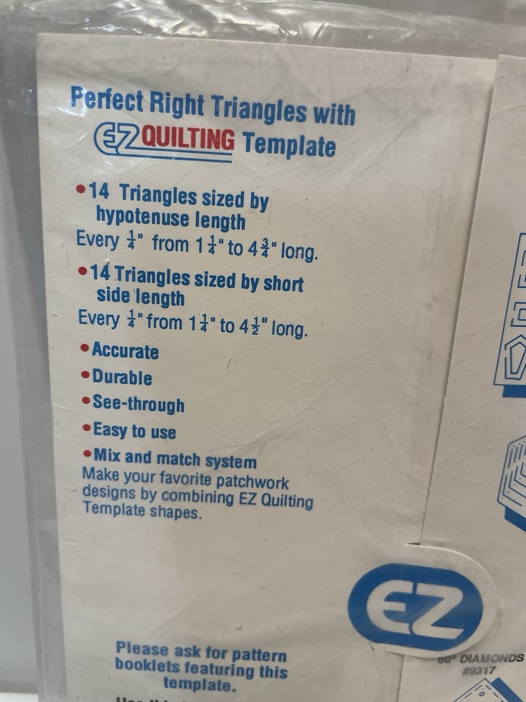 EZ Right Triangles Quilting Cutting Template Plastic #9311 Marti Michell Retro
