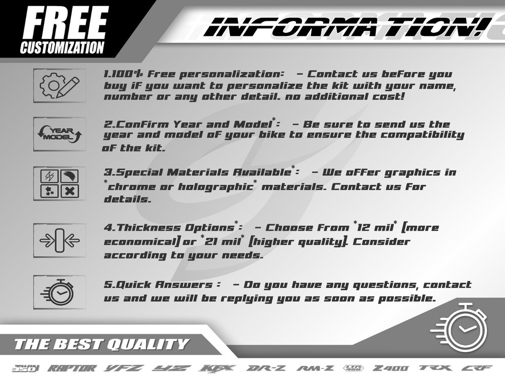 Yamaha YFZ450 2003–2008 Graphics Kit – Personalized ATV Decals