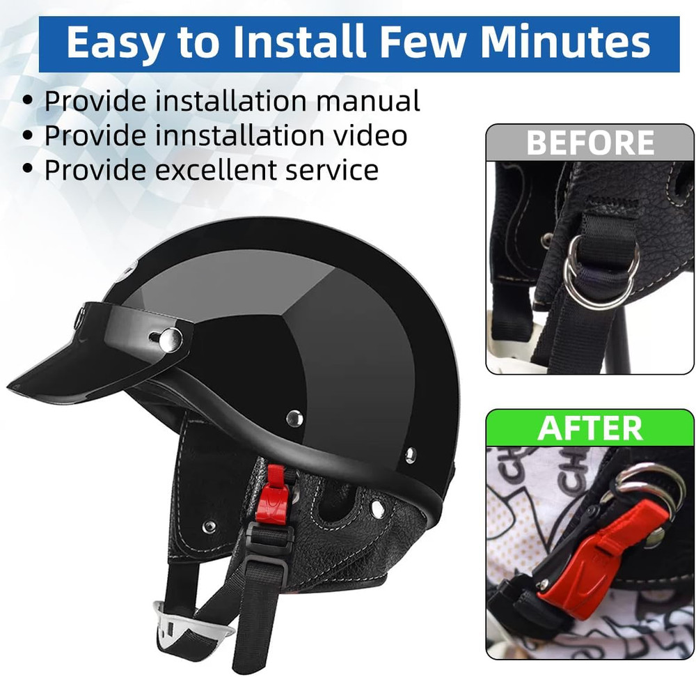 Helmet Quick Release Buckle Replacement Kit Compatible with Half, 3/4, Full Face