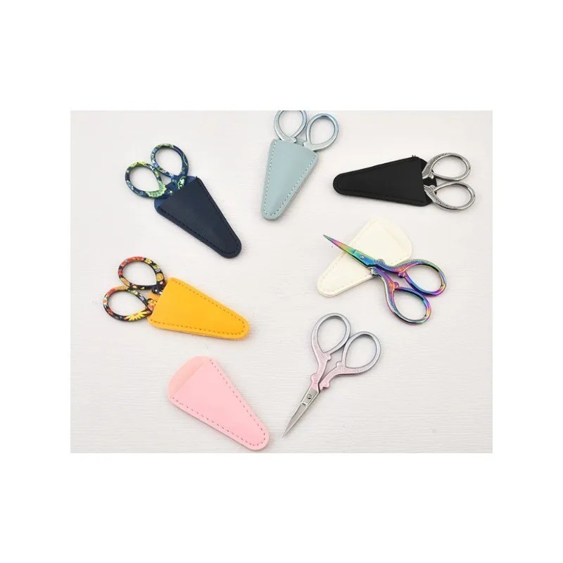 1PC Sharp Embroidery Scissors Sewing Craft Needlework with Leather Cover