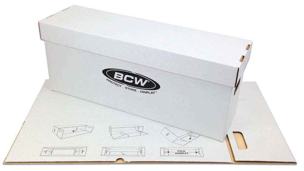 5 Long Comic Book Cardboard Storage Boxes Hold 250-300 Current /Silver + Divider