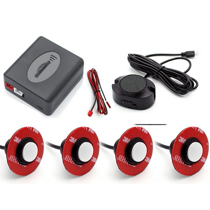 Car Reverse Backup Radar System Parking Assistance Buzzer Alarm 4 Flat Sensors
