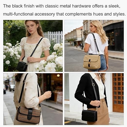 Leather Purse Strap Replacement Black Leather Crossbody Strap Adjustable