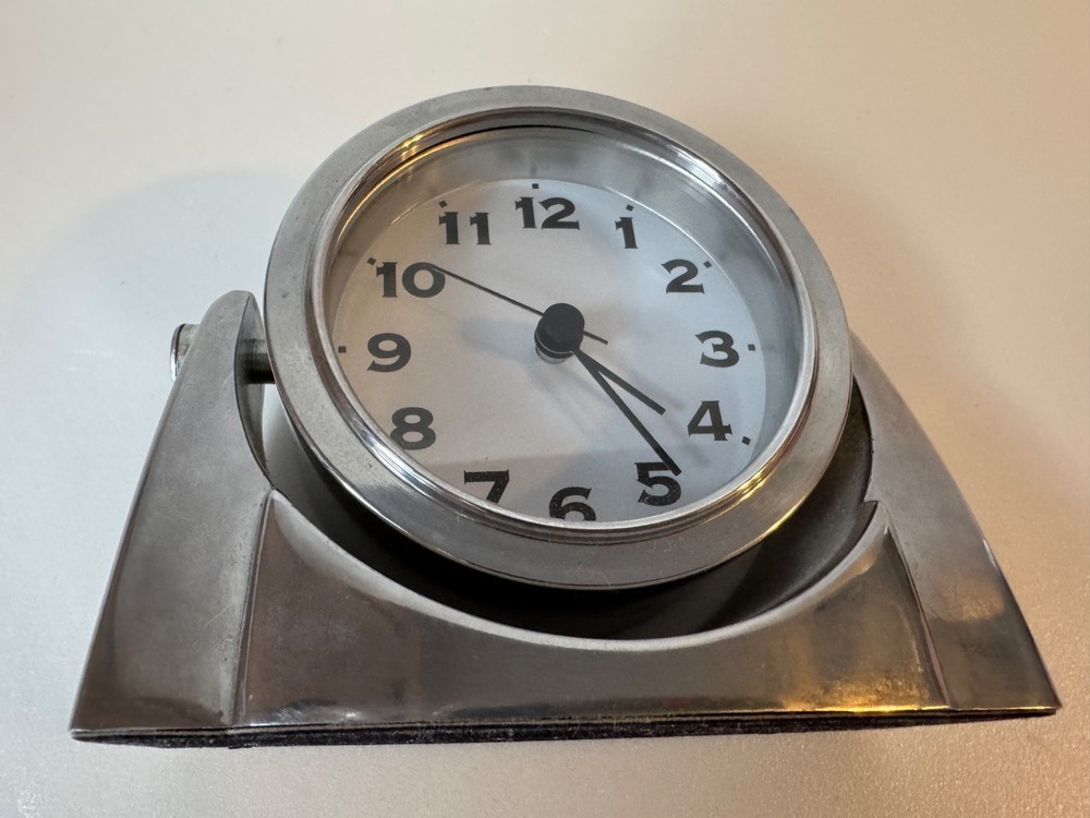 Pottery Barn Chrome Table Clock Tested, Works Great