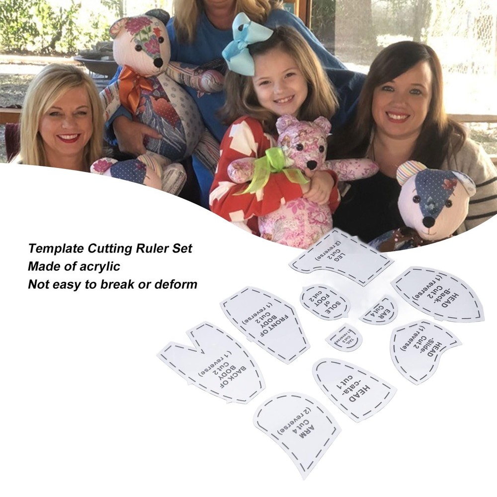DIY Bear Sewing Pattern Set with Acrylic Templates Easy Cutting for Quilting ...