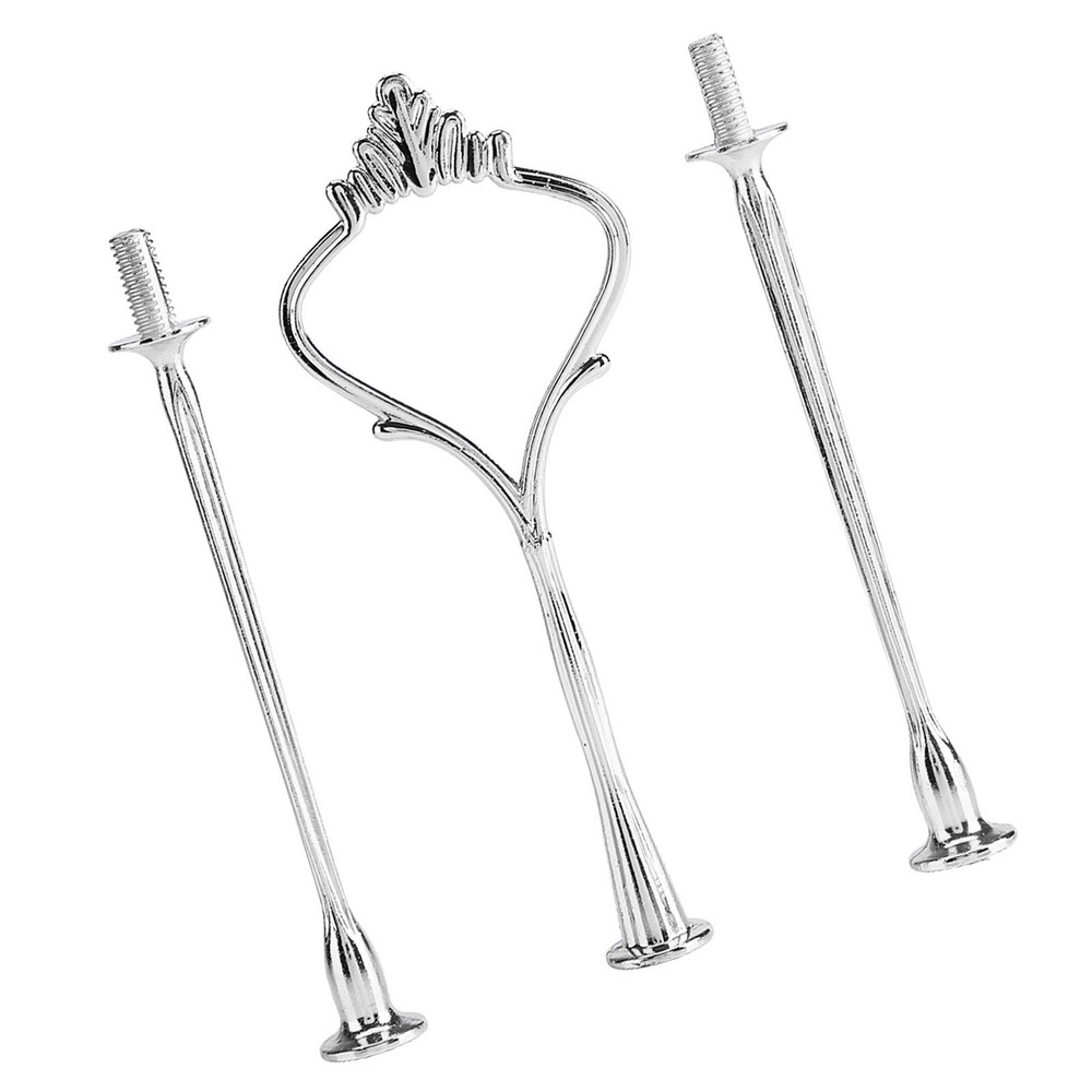 (3tiers Crown Silver)Multi Tiers Cake Tray Stand Handle Fruit Plate Hardware WT