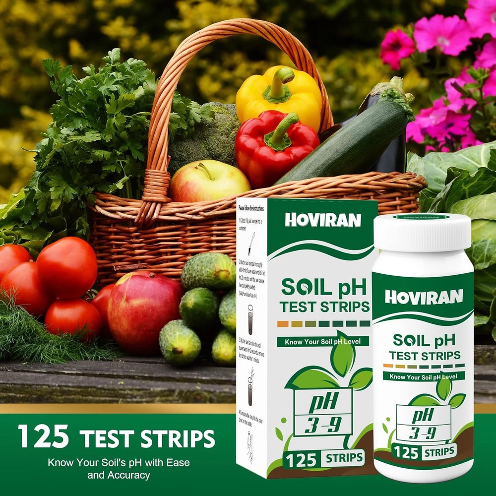 Soil pH Test Kit，125 Soil pH Test Strips- (3-9 Range) Quick & Accurate Soil Test