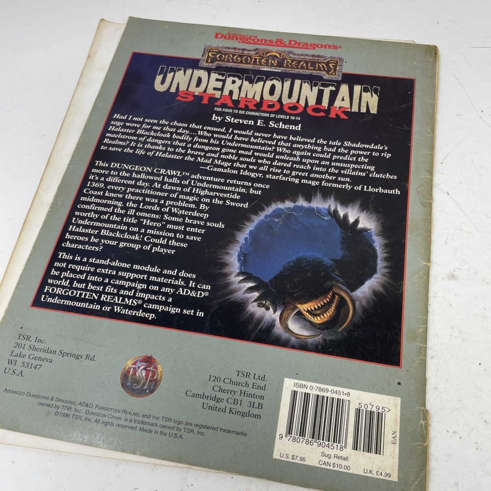 Advanced Dungeons & Dragons 2nd edition Forgotten Realms Undermountain books
