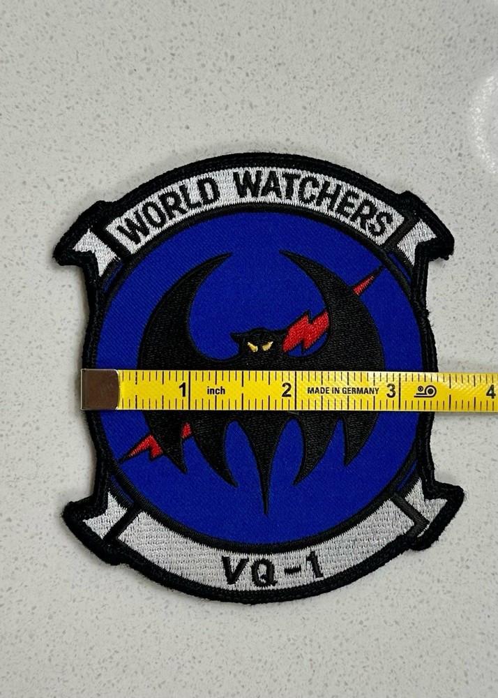 VQ-1 World Watchers Navy Patch Embroidered Hook & Loop Back Blue Bat