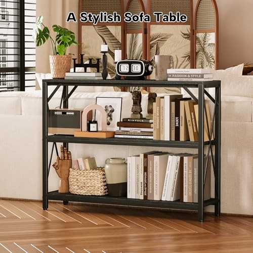 Entry Table 40" Width, 3-Tier Entryway Table with Storage, 40 inch Black