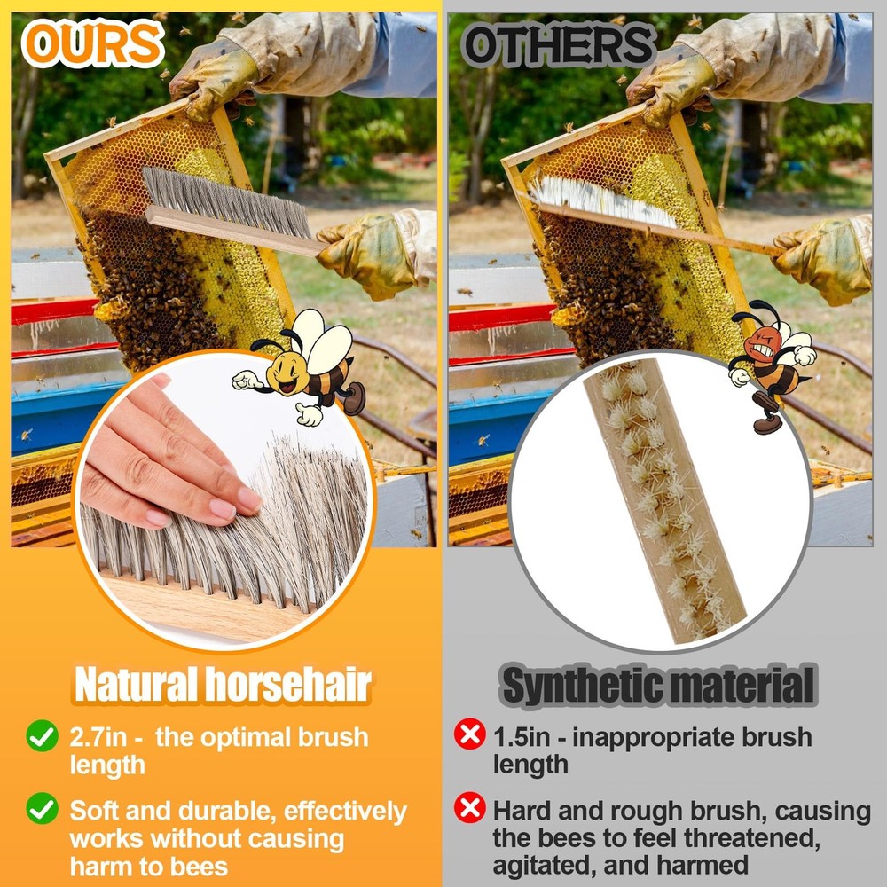 Bee Hive Tool Beekeeping Kit Stainless Steel J Hook Bee Brush Frame Scraper