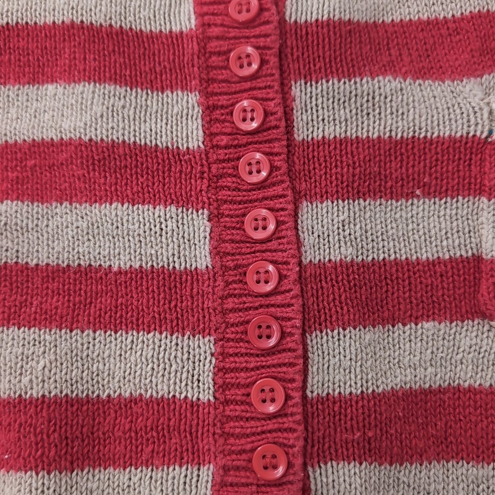 VNTG Headliners Button Up Nautical Stripe Sweater Vest Crop Medium Ribbed Bottom