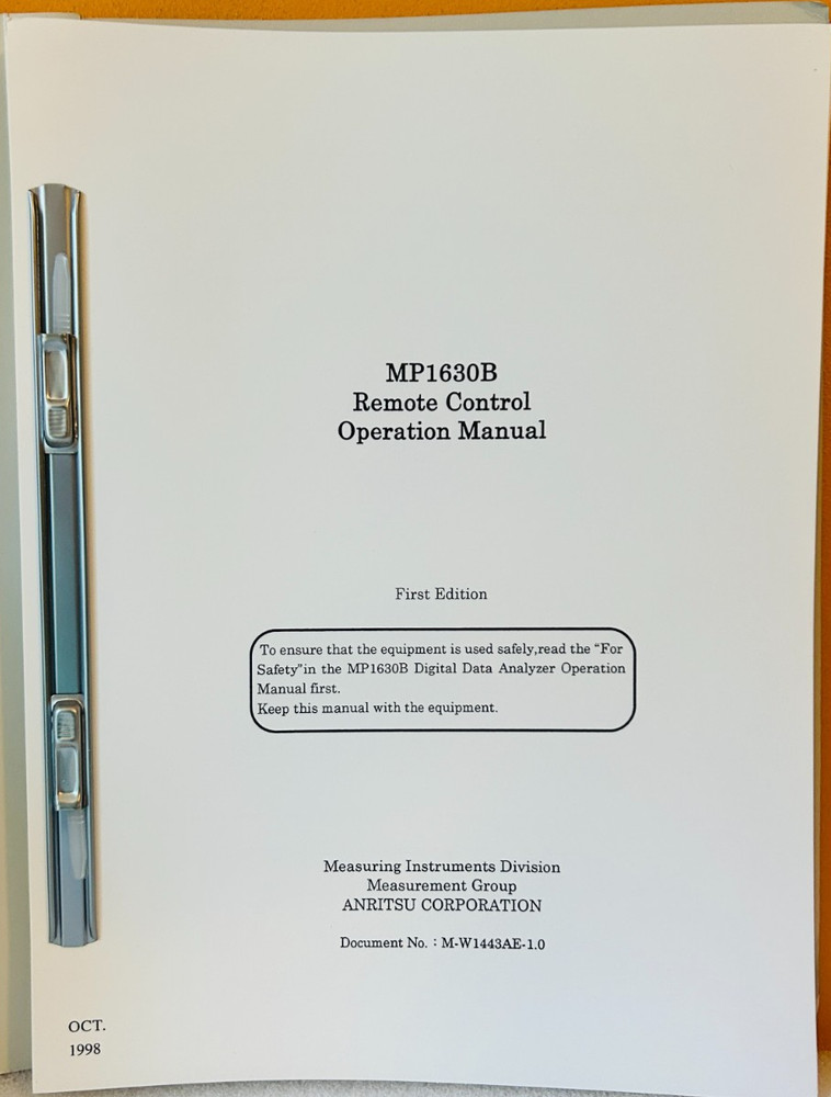 Anritsu MP1630B 1998 First Edition Remote Control Operation Manual.