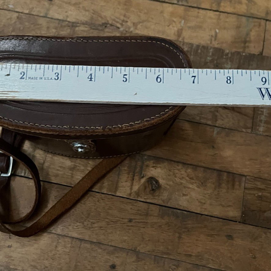 Vintage Brown Leather Binocular Case Red Lining & Leather Strap