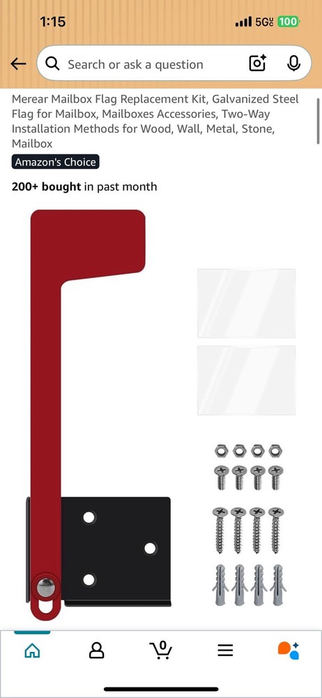 Merear Mailbox Flag Replacement Kit, Galvanized Steel for Mailbox, Red