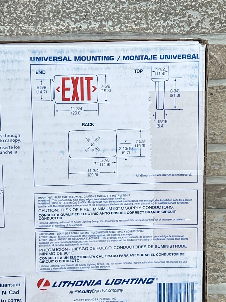 Lithonia Lighting Quantum Thermoplastic LED Emergency Exit Sign, Red Letters