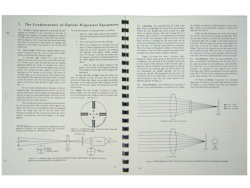 Keuffel Esser Optical Alignment Manual Cubic Precision K & E * 940