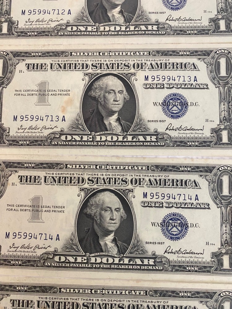 1957 A (6) consecutive numbered certificate notes